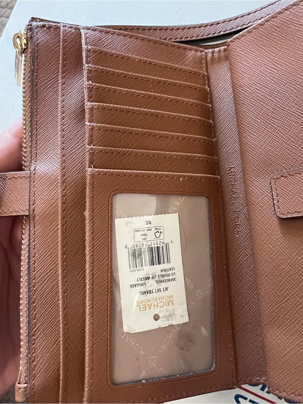 Michael Kors Jet Set Travel Brown Large Double Zip Wristlet Wallet Leather - Picture 9 of 14